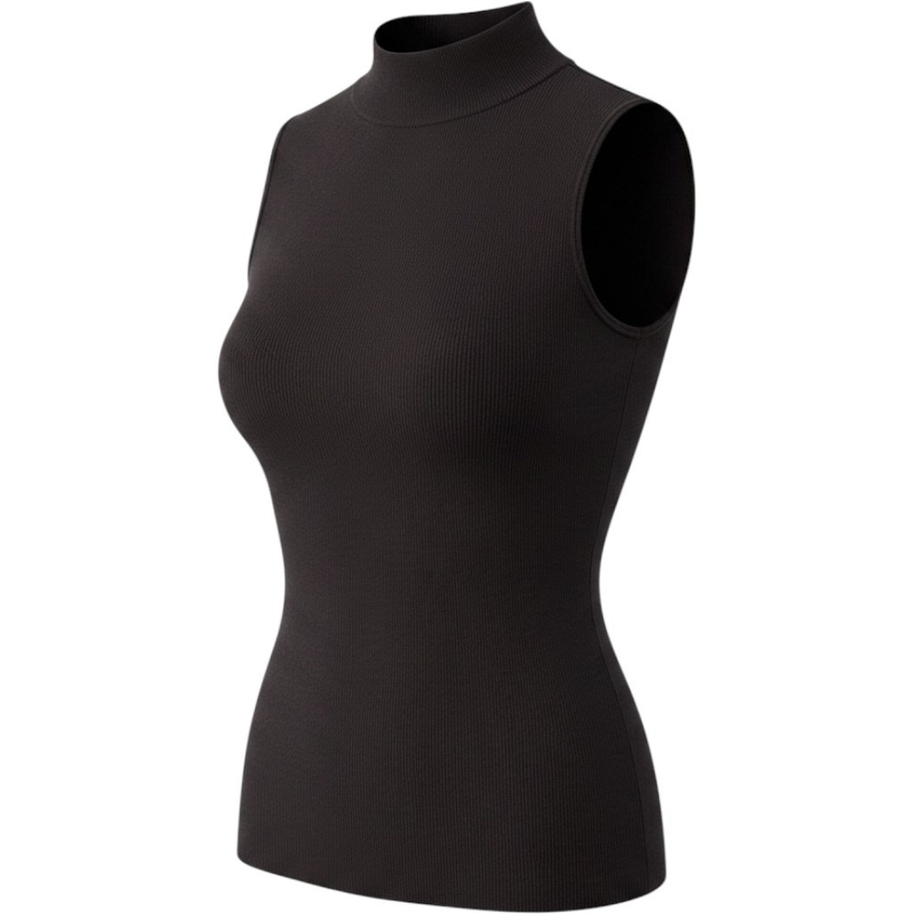 T Tahari Top Womens Size S Brown Mock Neck Sleeveless Knit Shell Dark Chocolate